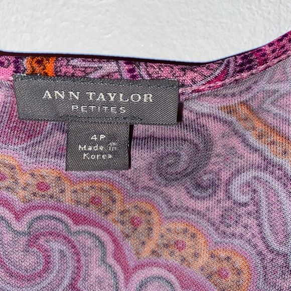 Pink and Purple Paisley Wrap Style Dress with snap closure 4Petite - Picture 2 of 8